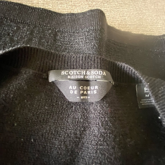 Scotch & Soda Maison Scotch Black Long Sleeve Metallic V Neck Sweater Medium - Picture 7 of 9